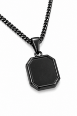 Black Onyx Stone Pendant Chain Necklace