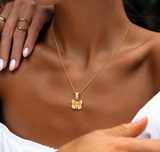 18K Gold Women's Butterfly Pendant Chain Necklace