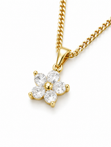 18K Gold Diamond Blossom Women's Pendant Chain Necklace