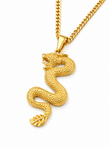 18K Gold Dragon Pendant Chain Necklace