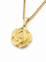18K Gold Women's Flourishing Rose Pendant Chain Necklace