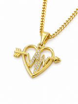 18K Gold Women's Heart Beat Pendant Chain Necklace