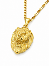 18K Gold Lion Pendant Chain Necklace