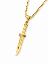 18K Gold Knife Pendant Chain Necklace