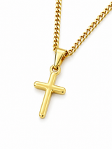 18K Gold Women's Mini Cross Pendant Chain Necklace