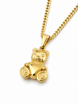 18K Gold Women's Love Bear Pendant Chain Necklace