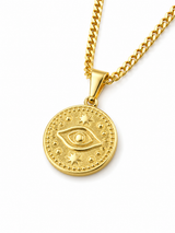 18K Gold Women's Eye Pendant Chain Necklace