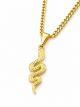 18K Gold Snake Pendant Chain Necklace