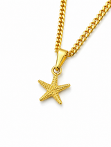 18K Gold Women's Star Fish Pendant Chain Necklace
