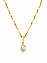18K Gold Diamond Drop Women's Pendant Chain Necklace