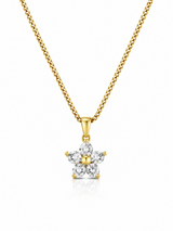 18K Gold Diamond Blossom Women's Pendant Chain Necklace