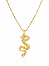 18K Gold Dragon Pendant Chain Necklace