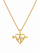 18K Gold Women's Heart Beat Pendant Chain Necklace