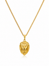 18K Gold Lion Pendant Chain Necklace