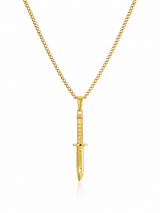 18K Gold Knife Pendant Chain Necklace
