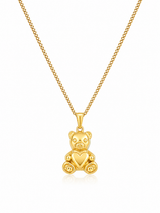18K Gold Women's Love Bear Pendant Chain Necklace