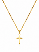 18K Gold Mini Cross Pendant Chain Necklace