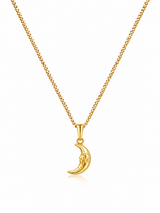 18K Gold Women's Moon Pendant Chain Necklace