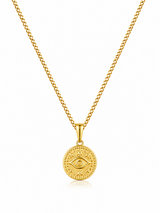 18K Gold Women's Eye Pendant Chain Necklace