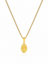 18K Gold Mini Oval Cross Pendant Chain Necklace