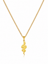 18K Gold Snake Pendant Chain Necklace