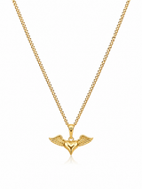 18K Gold Heart Wing Women's Pendant Chain Necklace