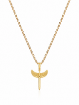 18K Gold Wing Sword Pendant Chain Necklace