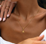 18K Gold Women's Star Fish Pendant Chain Necklace
