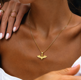 18K Gold Heart Wing Women's Pendant Chain Necklace