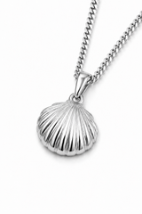 Sterling Silver Women's Clam Pendant Chain Necklace