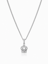 Sterling Silver Crown Pendant Chain Necklace