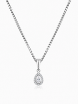 Sterling Silver Diamond Drop Women's Pendant Chain Necklace