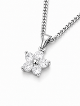 Sterling Silver Diamond Blossom Women's Pendant Chain Necklace