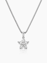 Sterling Silver Diamond Blossom Women's Pendant Chain Necklace