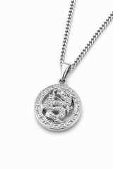 Sterling Silver Ancient Dragon Pendant Chain Necklace