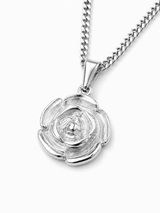 Sterling Silver Women's Flourishing Rose Pendant Chain Necklace
