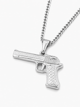 Sterling Silver Gun Pendant Chain Necklace