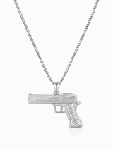 Sterling Silver Gun Pendant Chain Necklace
