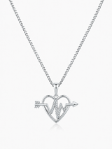 Sterling Silver Women's Heart Beat Pendant Chain Necklace