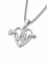 Sterling Silver Women's Heart Beat Pendant Chain Necklace