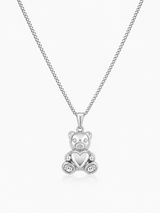 Sterling Silver Women's Love Bear Pendant Chain Necklace