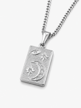 Sterling Silver Sun Moon Women's Pendant Chain Necklace