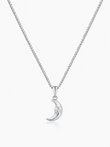 Sterling Silver Women's Moon Pendant Chain Necklace