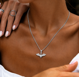 Sterling Silver Heart Wing Women's Pendant Chain Necklace