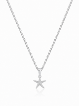 Sterling Silver Women's Star Fish Pendant Chain Necklace
