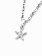 Sterling Silver Women's Star Fish Pendant Chain Necklace