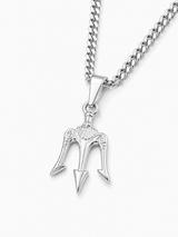 Sterling Silver Trident Pendant Chain Necklace