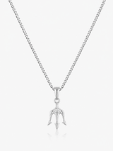 Sterling Silver Trident Pendant Chain Necklace