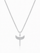 Sterling Silver Wing Sword Pendant Chain Necklace