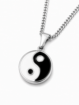 Sterling Silver Ying and Yang Pendant Chain Necklace